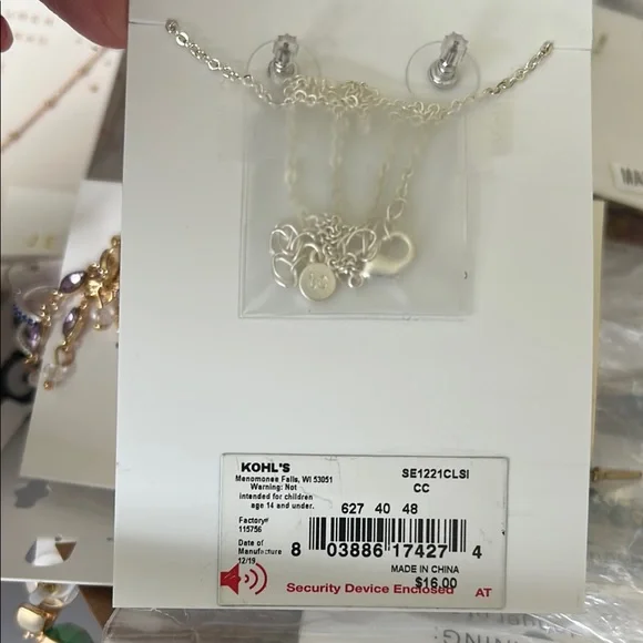 LC Lauren Conrad Silver 'Auntie' Necklace and Earring Set - Picture 2 of 3